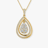 Pear Cluster with Double Diamond Halo Pendant