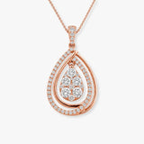 Pear Cluster with Double Diamond Halo Pendant