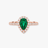 Pear Cut Emerald with Diamond Halo Ring