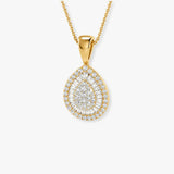 Pear Shape Cluster Pendant With Chain