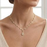 Pear and Round Shape Cluster Necklace