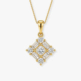 Princess Cut Cluster Pendant with Baguettes
