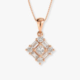 Princess Cut Cluster Pendant with Baguettes