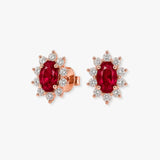RUBY AND DIAMOND CLUSTER STUD EARRINGS