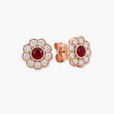 RUBY FLOWER  HALO STUD EARRINGS