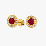 RUBY HALO RUB OVER SETTING STUD EARRINGS