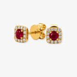 RUBY HALO STUD EARRINGS