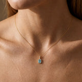 Radiant Cut Aquamarine Diamond Halo Pendant