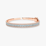 Round Brilliant 4 Carat Aquamarine and Diamond 3 Rows Bangle BAN1A