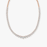 Round Brilliant Cut Graduating Diamond 3 Prong Set Tennis Necklace NT2HG