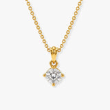 Round Brilliant Cut Solitaire Diamond Pendant With 18 Inches Chain PCC4B