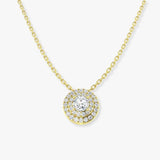 Round Brilliant Diamond Double Halo Necklaces