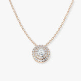 Round Brilliant Diamond Double Halo Necklaces