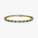 Round Brilliant Diamond and Emerald 3 Claw Bracelet BR45512DE