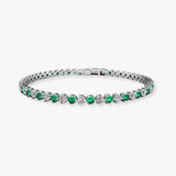 Round Brilliant Diamond and Emerald 3 Claw Bracelet BR45512DE