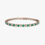 Round Brilliant Diamond and Emerald 3 Claw Bracelet BR45512DE