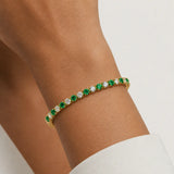 Round Brilliant Diamond and Emerald 3 Claw Bracelet BR45512DE