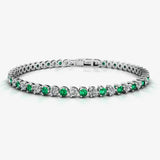 Round Brilliant Diamond and Emerald 3 Claw Bracelet BRDE45512 HEERA DIAMONDS