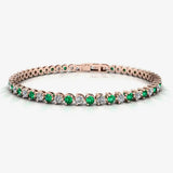 Round Brilliant Diamond and Emerald 3 Claw Bracelet BRDE45512 HEERA DIAMONDS