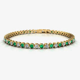 Round Brilliant Diamond and Emerald 3 Claw Bracelet BRDE45512 HEERA DIAMONDS