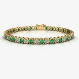Round Brilliant Diamond and Emerald Bracelet BRDE45558 HEERA DIAMONDS