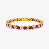 Round Brilliant Diamond and Ruby 4 Claw Bracelet BRDR45345