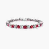 Round Brilliant Diamond and Ruby 4 Claw Bracelet BRDR45345