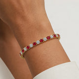 Round Brilliant Diamond and Ruby 4 Claw Bracelet BRDR45345