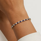 Round Brilliant Diamond and Sapphire 3 Claw Bracelet BRT2DS