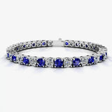 Round Brilliant Diamond and Sapphire 4 Claw Bracelet BRDS45345 HEERA DIAMONDS