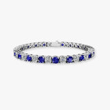 Round Brilliant Diamond and Sapphire 4 Claw Bracelet BRDS45345