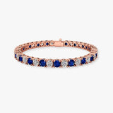 Round Brilliant Diamond and Sapphire 4 Claw Bracelet BRDS45345