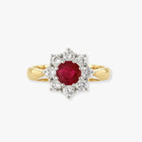 Round Brilliant Ruby Cluster Ring