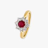 Round Brilliant Ruby Cluster Ring