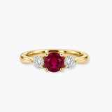 Round Brilliant Ruby Three Stone Ring