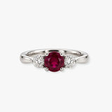 Round Brilliant Ruby Three Stone Ring