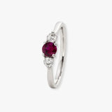 Round Brilliant Ruby Three Stone Ring