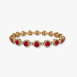 Round Brilliant Shape 12 Carat Ruby Center Featuring Diamond Halo Bracelet BRHARBR