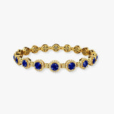 Round Brilliant Shape 12 Carat Sapphire Center Featuring Diamond Halo Bracelet BRHARBS