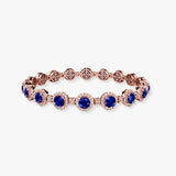 Round Brilliant Shape 12 Carat Sapphire Center Featuring Diamond Halo Bracelet BRHARBS