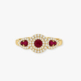 Round Brilliant & Pear Ruby Cocktail Ring