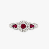 Round Brilliant & Pear Ruby Cocktail Ring