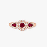 Round Brilliant & Pear Ruby Cocktail Ring