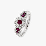 Round Brilliant & Pear Ruby Cocktail Ring