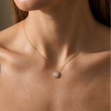Round Cut Diamond with Halo Pendant