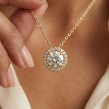 Round Cut Halo Diamond Pendant