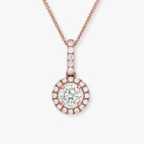 Round Cut Halo Diamond Pendant with open loop
