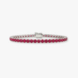 Round Cut Red Ruby Stone 4 Claw 10 Carat 18K White Gold Tennis Bracelet HB178