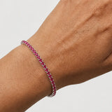 Round Cut Red Ruby Stone 4 Claw 10 Carat 18K White Gold Tennis Bracelet HB178