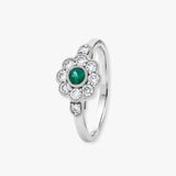 Round Emerald Diamond Cluster Ring